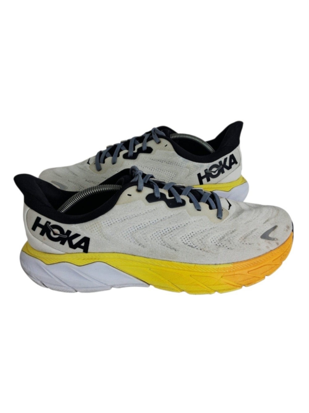 Hoka Arahi 6 Mens 11.5 Nimbus Cloud White Yellow Running Shoes 1123194-NCBDB